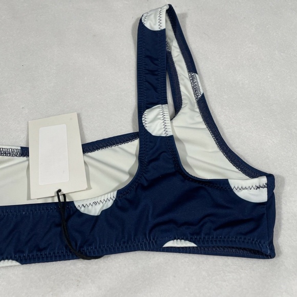 NEW SOLID‎ & STRIPED [ Large ] The Elle Polka Dot Bikini Top in Blue - Picture 9 of 12